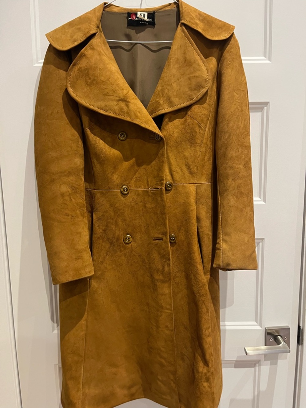 Genuine suede Vintage Double-Breasted Trench Coat in Tan, Spain 🇪🇸